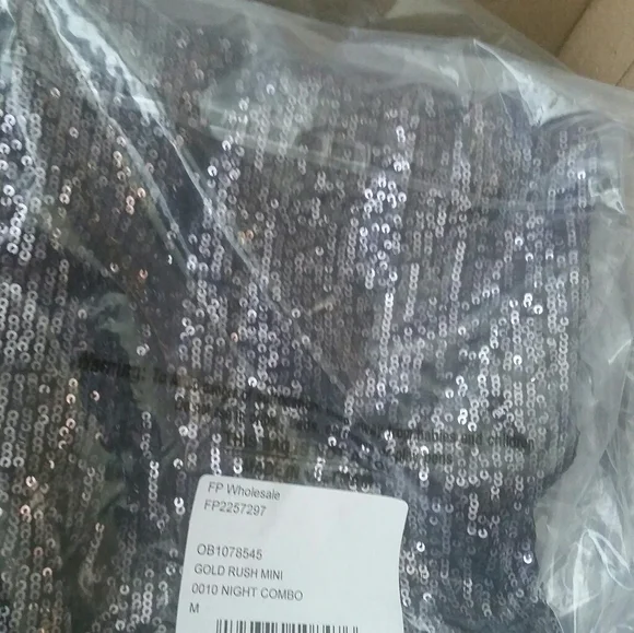 Free People Gold Rush Night Combo Sequin Mini Dress Party Cocktail Evening NYE - Picture 5 of 6